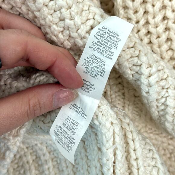 Aerie Ivory Knit Oversized Sweatshirt Size Large - Picture 5 of 8